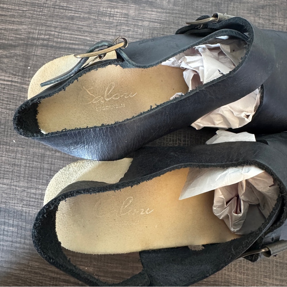 Calou Stockholm Astrid Black Leather Slingback Clog - Picture 8 of 14